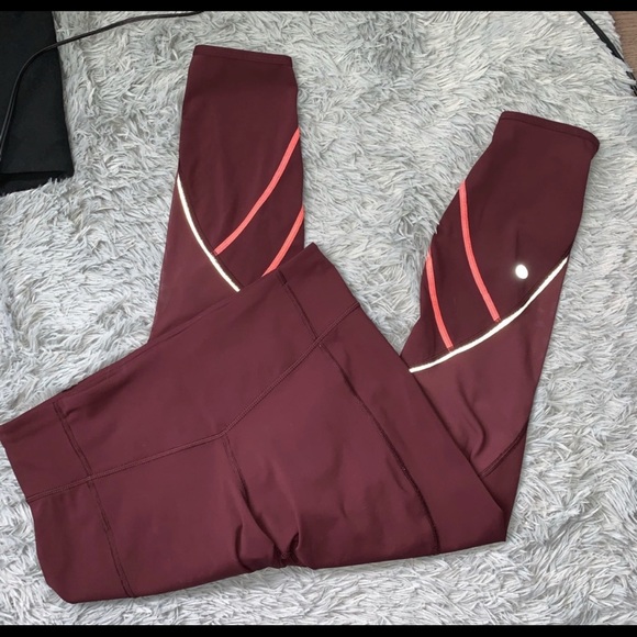 lululemon athletica Pants - Lululemon Mesh Burgendy Leggings